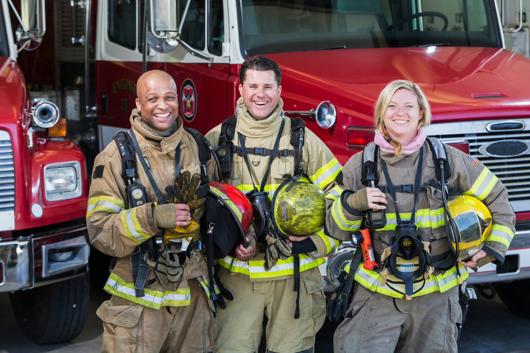 Diverse group of fire fighters at the station